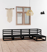 5-tlg. Garten-Lounge-Set Schwarz Massivholz Kiefer