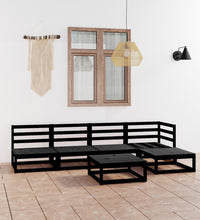 6-tlg. Garten-Lounge-Set Schwarz Massivholz Kiefer