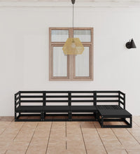 5-tlg. Garten-Lounge-Set Schwarz Massivholz Kiefer