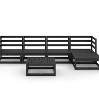 6-tlg. Garten-Lounge-Set Schwarz Massivholz Kiefer