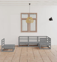 5-tlg. Garten-Lounge-Set Grau Massivholz Kiefer