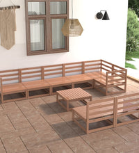 9-tlg. Garten-Lounge-Set Honigbraun Massivholz Kiefer