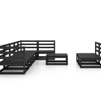 9-tlg. Garten-Lounge-Set Schwarz Massivholz Kiefer