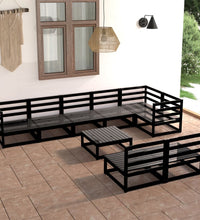 9-tlg. Garten-Lounge-Set Schwarz Massivholz Kiefer