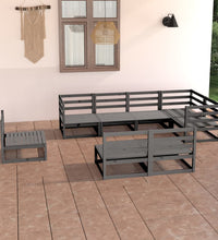 8-tlg. Garten-Lounge-Set Grau Massivholz Kiefer