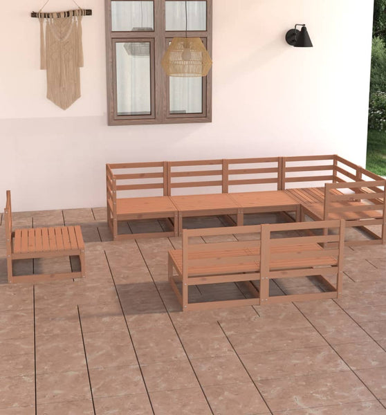 8-tlg. Garten-Lounge-Set Honigbraun Massivholz Kiefer