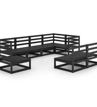 8-tlg. Garten-Lounge-Set Schwarz Massivholz Kiefer