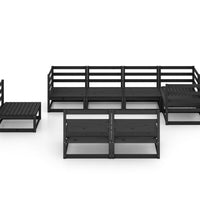 8-tlg. Garten-Lounge-Set Schwarz Massivholz Kiefer