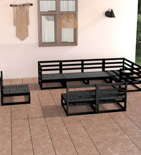 8-tlg. Garten-Lounge-Set Schwarz Massivholz Kiefer