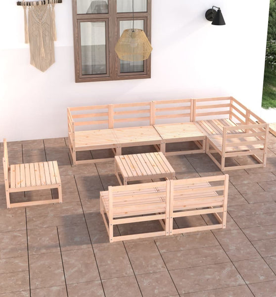 9-tlg. Garten-Lounge-Set Massivholz Kiefer