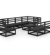 9-tlg. Garten-Lounge-Set Schwarz Massivholz Kiefer