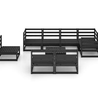 9-tlg. Garten-Lounge-Set Schwarz Massivholz Kiefer