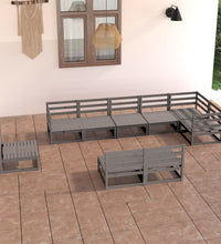 9-tlg. Garten-Lounge-Set Grau Kiefer Massivholz