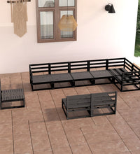 9-tlg. Garten-Lounge-Set Schwarz Massivholz Kiefer