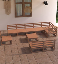 10-tlg. Garten-Lounge-Set Honigbraun Massivholz Kiefer