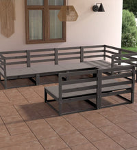 7-tlg. Garten-Lounge-Set Grau Massivholz Kiefer