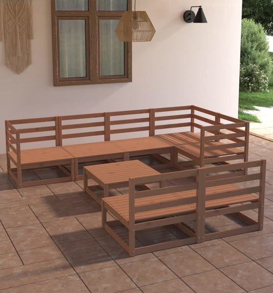 8-tlg. Garten-Lounge-Set Honigbraun Massivholz Kiefer