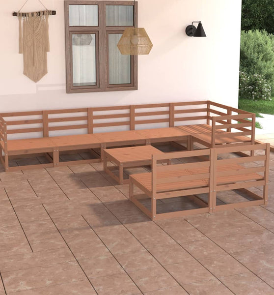 9-tlg. Garten-Lounge-Set Honigbraun Massivholz Kiefer