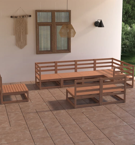 8-tlg. Garten-Lounge-Set Honigbraun Massivholz Kiefer