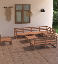 9-tlg. Garten-Lounge-Set Honigbraun Massivholz Kiefer