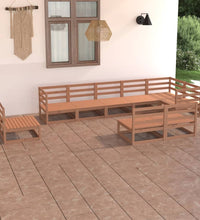 9-tlg. Garten-Lounge-Set Honigbraun Massivholz Kiefer