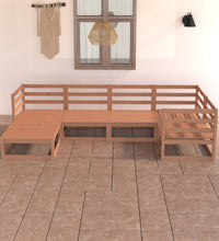 6-tlg. Garten-Lounge-Set Honigbraun Massivholz Kiefer