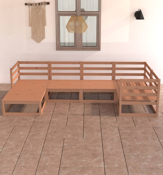 6-tlg. Garten-Lounge-Set Honigbraun Massivholz Kiefer