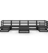 8-tlg. Garten-Lounge-Set Schwarz Massivholz Kiefer