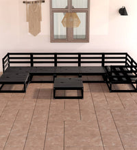 8-tlg. Garten-Lounge-Set Schwarz Massivholz Kiefer