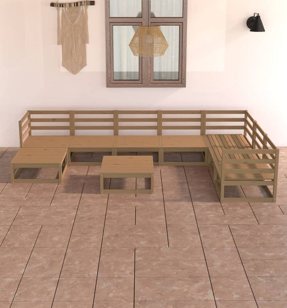 8-tlg. Garten-Lounge-Set Honigbraun Massivholz Kiefer