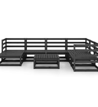 8-tlg. Garten-Lounge-Set Schwarz Massivholz Kiefer