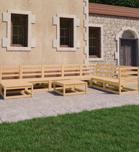 9-tlg. Garten-Lounge-Set Massivholz Kiefer