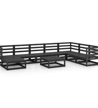 9-tlg. Garten-Lounge-Set Schwarz Massivholz Kiefer