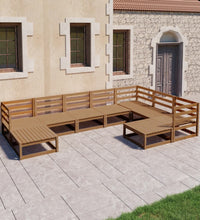 9-tlg. Garten-Lounge-Set Honigbraun Massivholz Kiefer