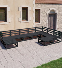 9-tlg. Garten-Lounge-Set Schwarz Massivholz Kiefer