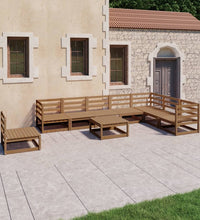 9-tlg. Garten-Lounge-Set Honigbraun Massivholz Kiefer