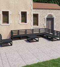 9-tlg. Garten-Lounge-Set Schwarz Massivholz Kiefer