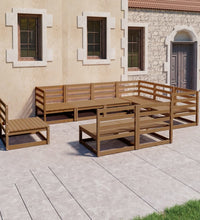 9-tlg. Garten-Lounge-Set Honigbraun Massivholz Kiefer