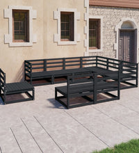 9-tlg. Garten-Lounge-Set Schwarz Massivholz Kiefer