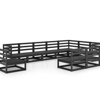 10-tlg. Garten-Lounge-Set Schwarz Massivholz Kiefer