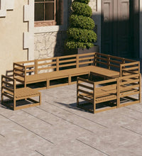 9-tlg. Garten-Lounge-Set Honigbraun Massivholz Kiefer