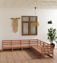 7-tlg. Garten-Lounge-Set Honigbraun Massivholz Kiefer