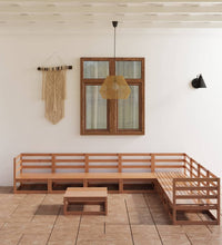 9-tlg. Garten-Lounge-Set Honigbraun Massivholz Kiefer