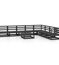 9-tlg. Garten-Lounge-Set Schwarz Massivholz Kiefer