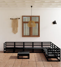 9-tlg. Garten-Lounge-Set Schwarz Massivholz Kiefer