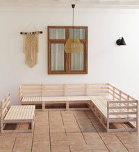 9-tlg. Garten-Lounge-Set Massivholz Kiefer