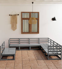 9-tlg. Garten-Lounge-Set Grau Kiefer Massivholz