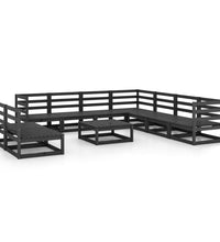 10-tlg. Garten-Lounge-Set Schwarz Massivholz Kiefer