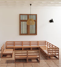 13-tlg. Garten-Lounge-Set Honigbraun Massivholz Kiefer