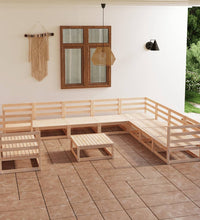 11-tlg. Garten-Lounge-Set Massivholz Kiefer